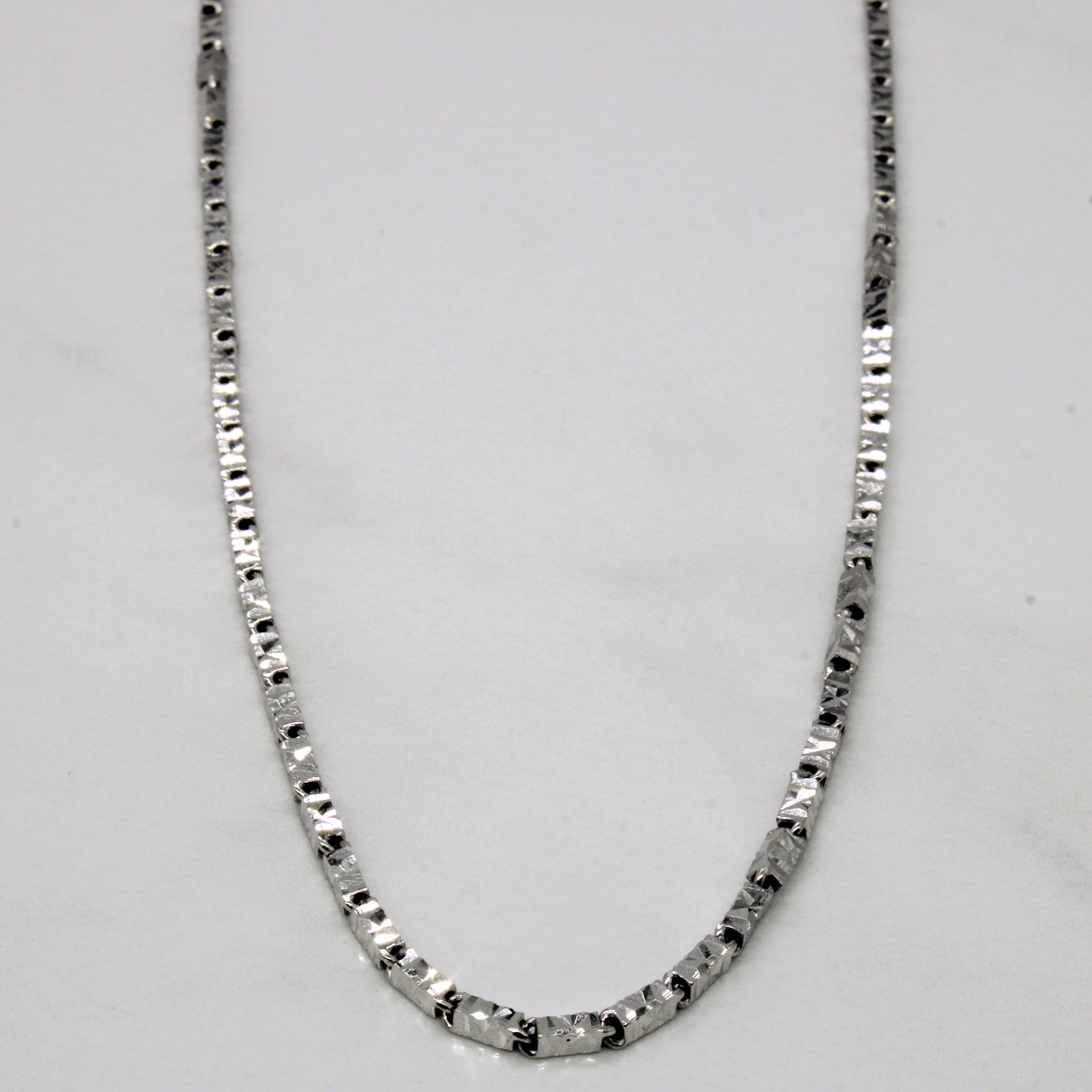 18k White Gold Bar Link Chain | 18" |