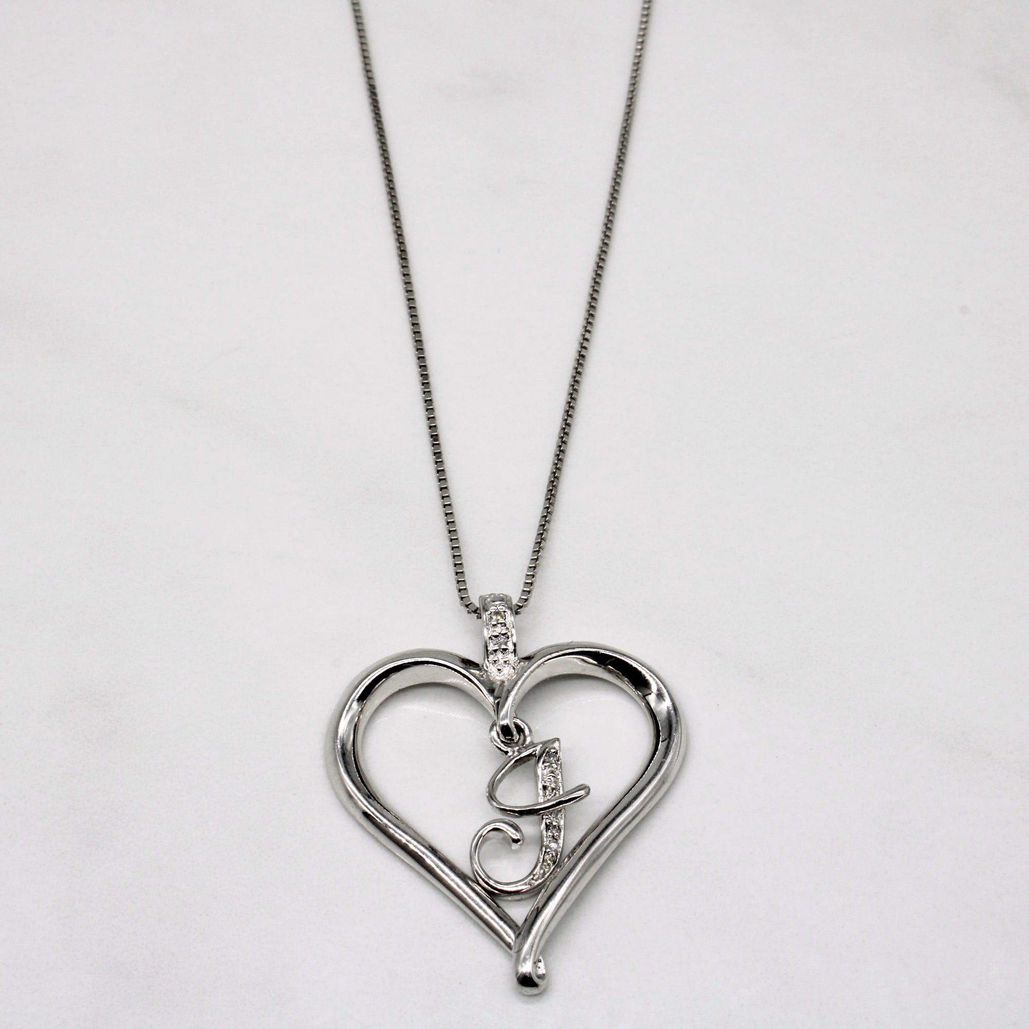 Diamond 'J' Heart Pendant Necklace | 0.03ctw | 18