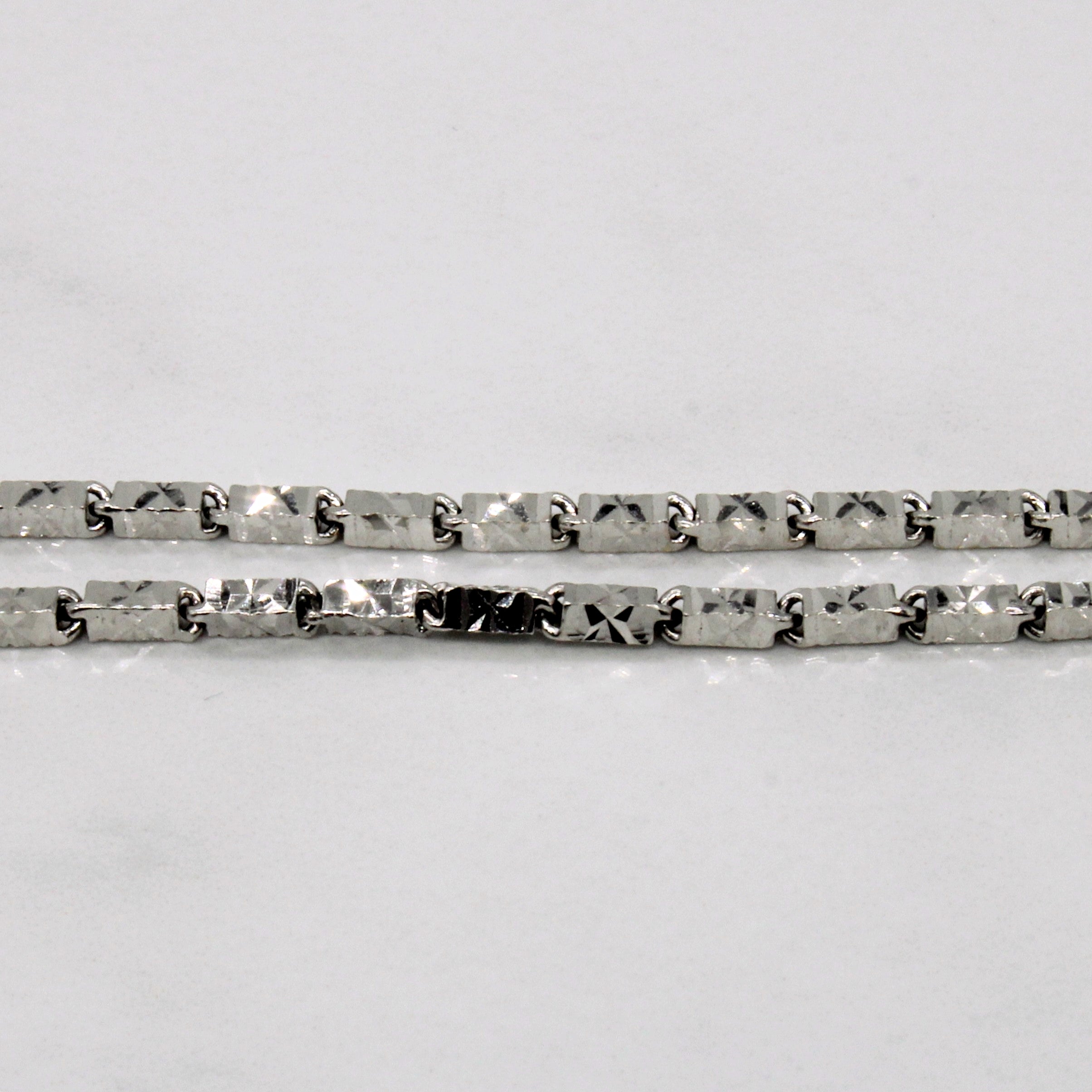 18k White Gold Bar Link Chain | 18" |