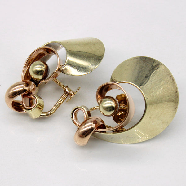 10k Two Tone Gold Clip On Earrings