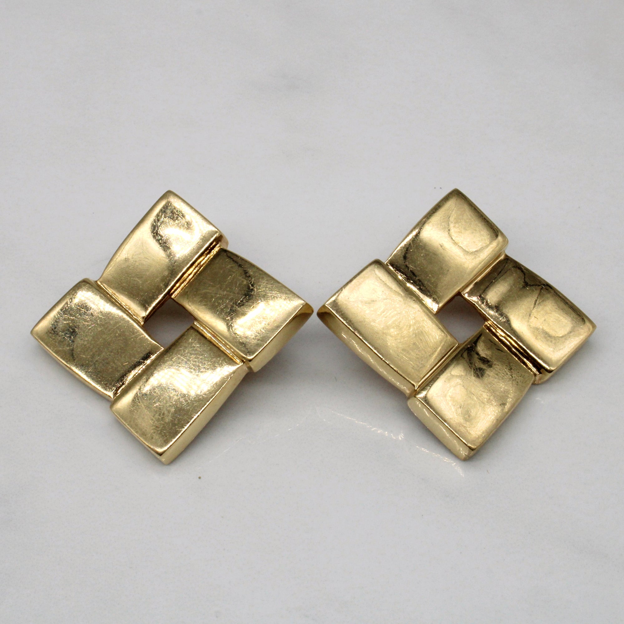 14k Yellow Gold Square Earrings