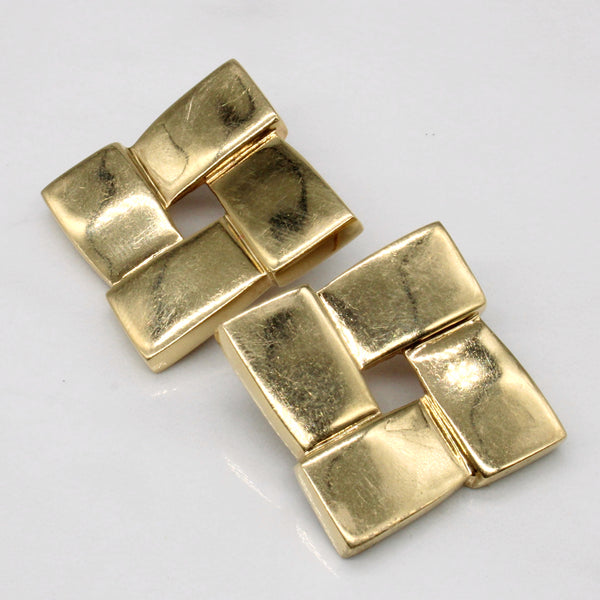 14k Yellow Gold Square Earrings