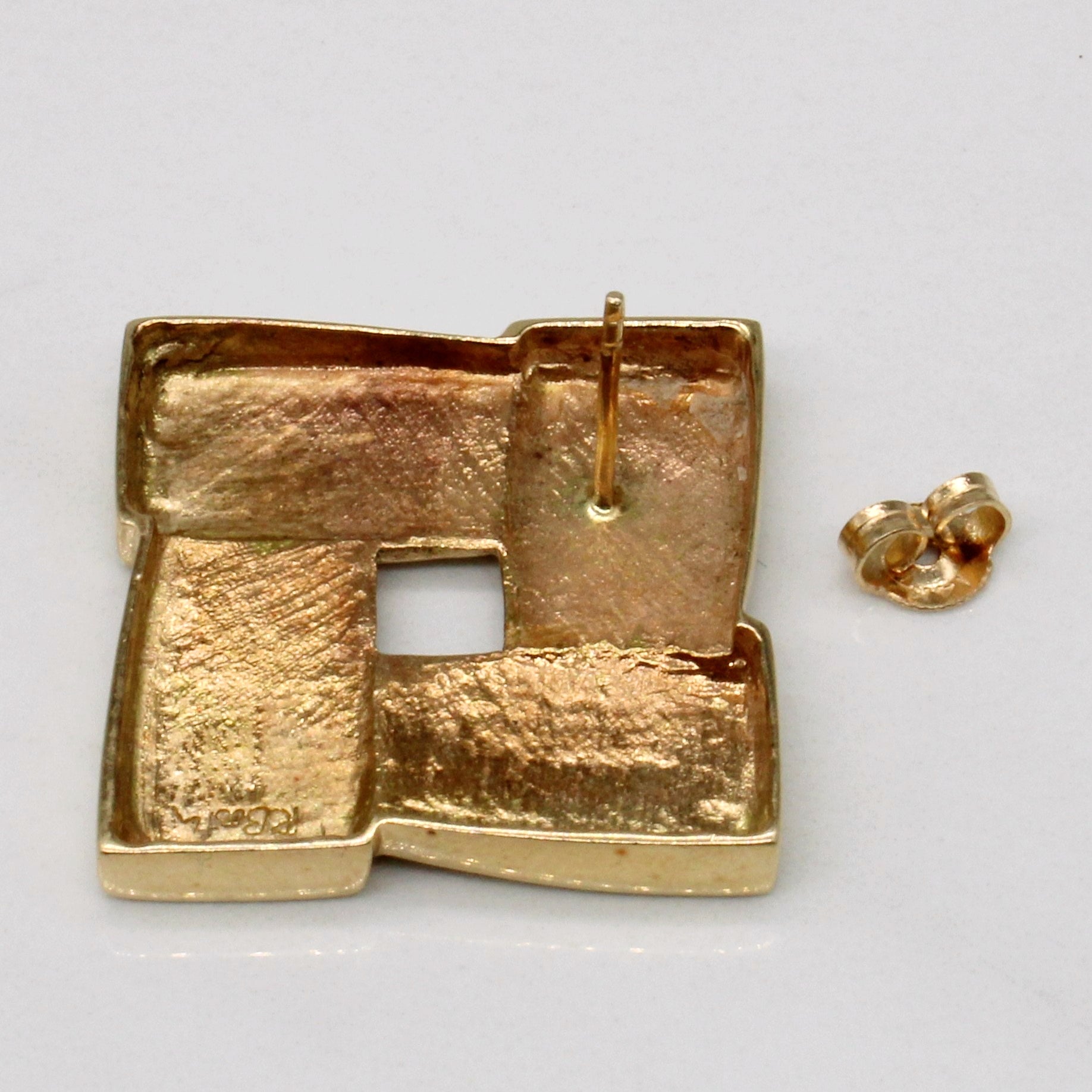 14k Yellow Gold Square Earrings