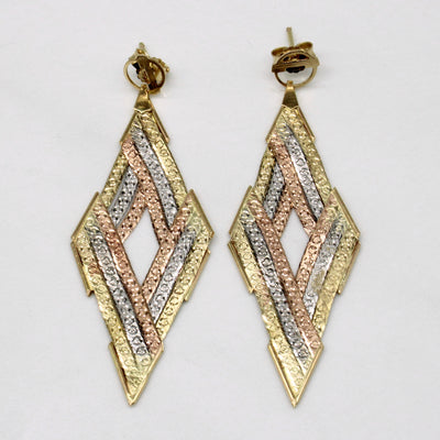 14k Tri Tone Gold Woven Earrings