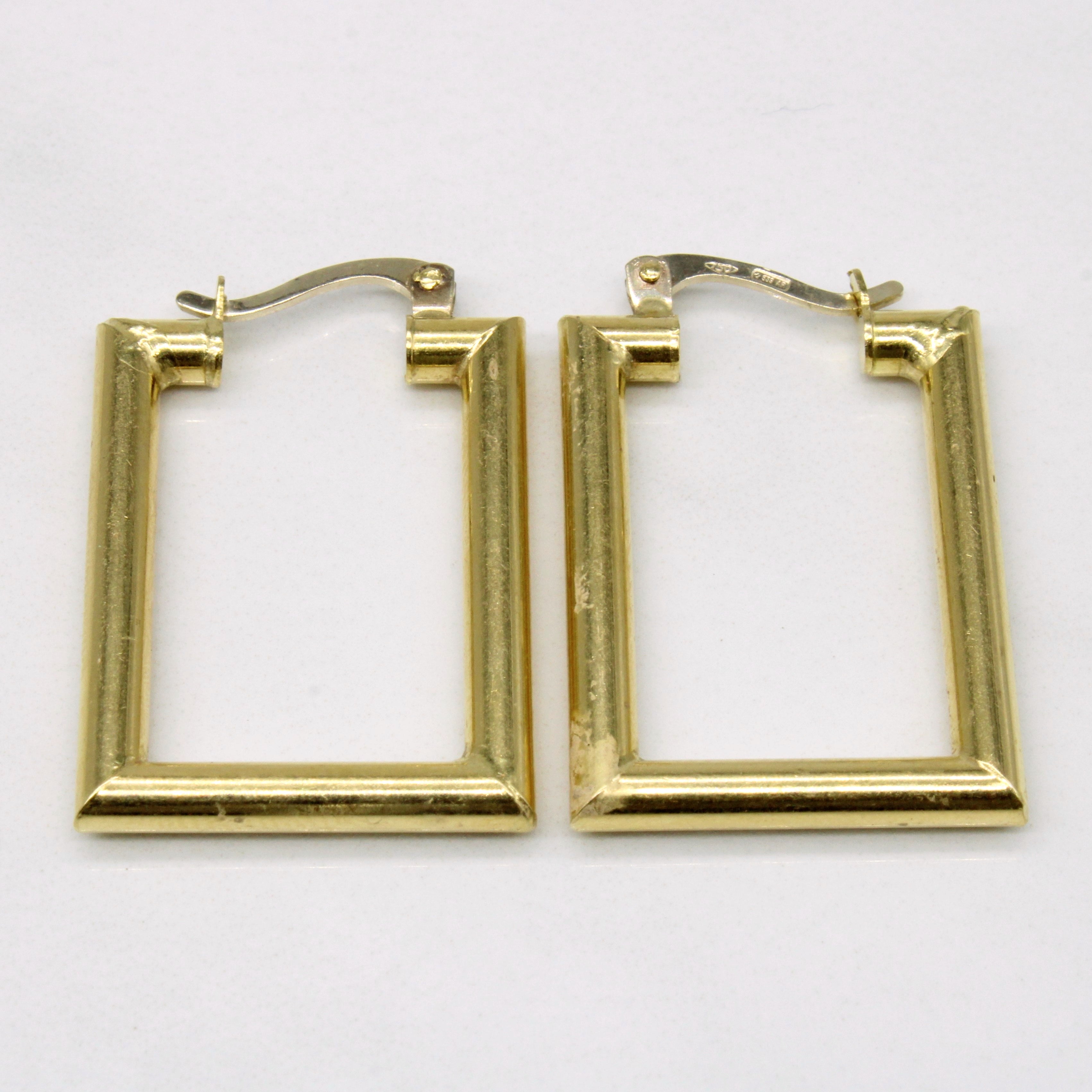18k Yellow Rectangle Hoop Earrings