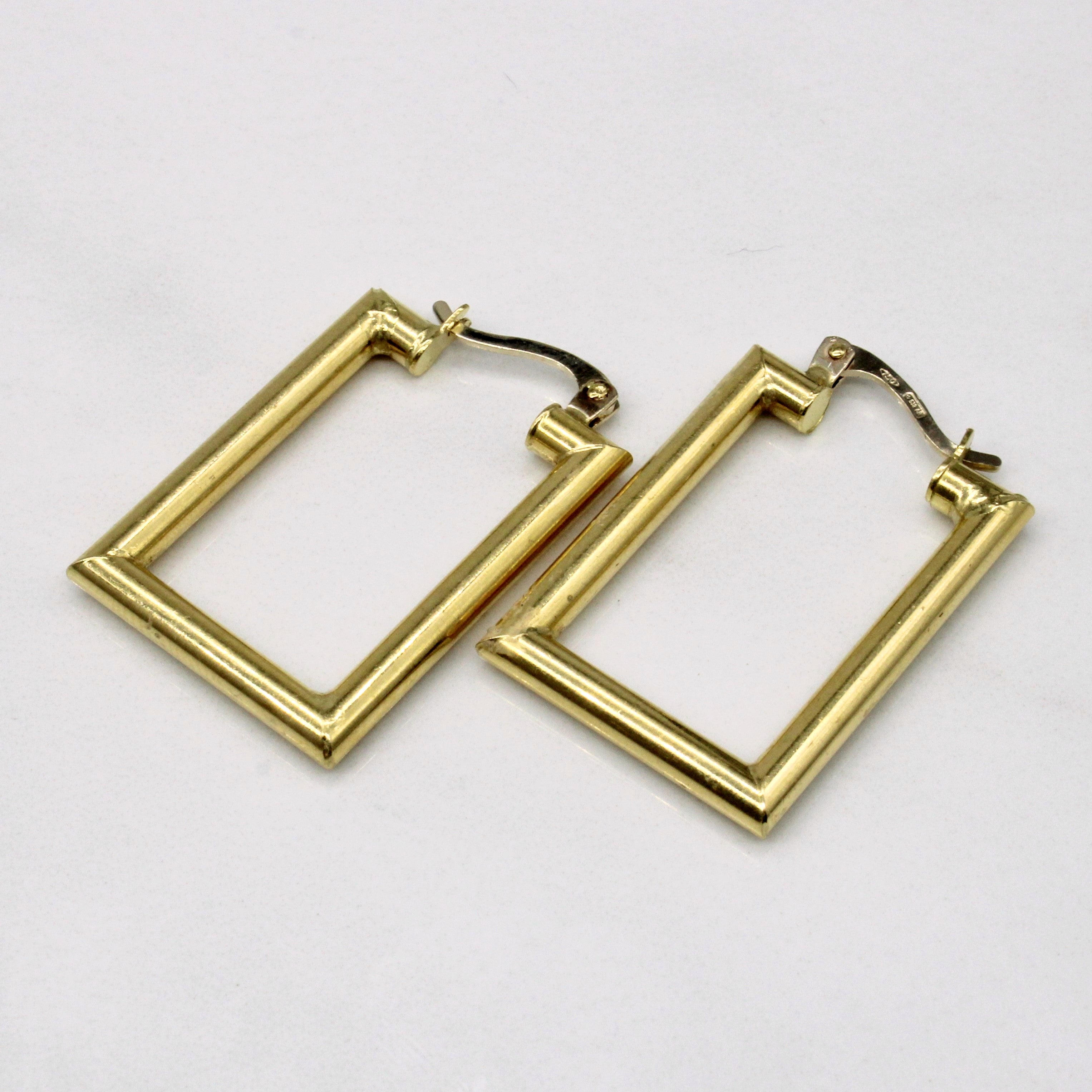 18k Yellow Rectangle Hoop Earrings