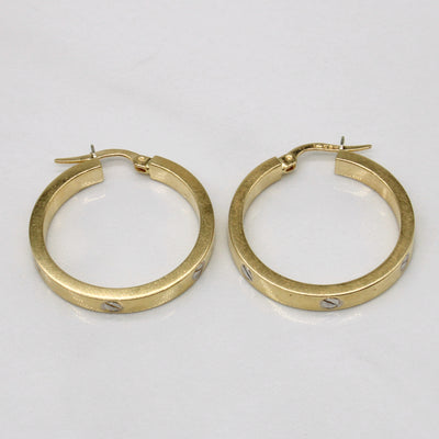 14k Two Tone Gold Hoop Earrings