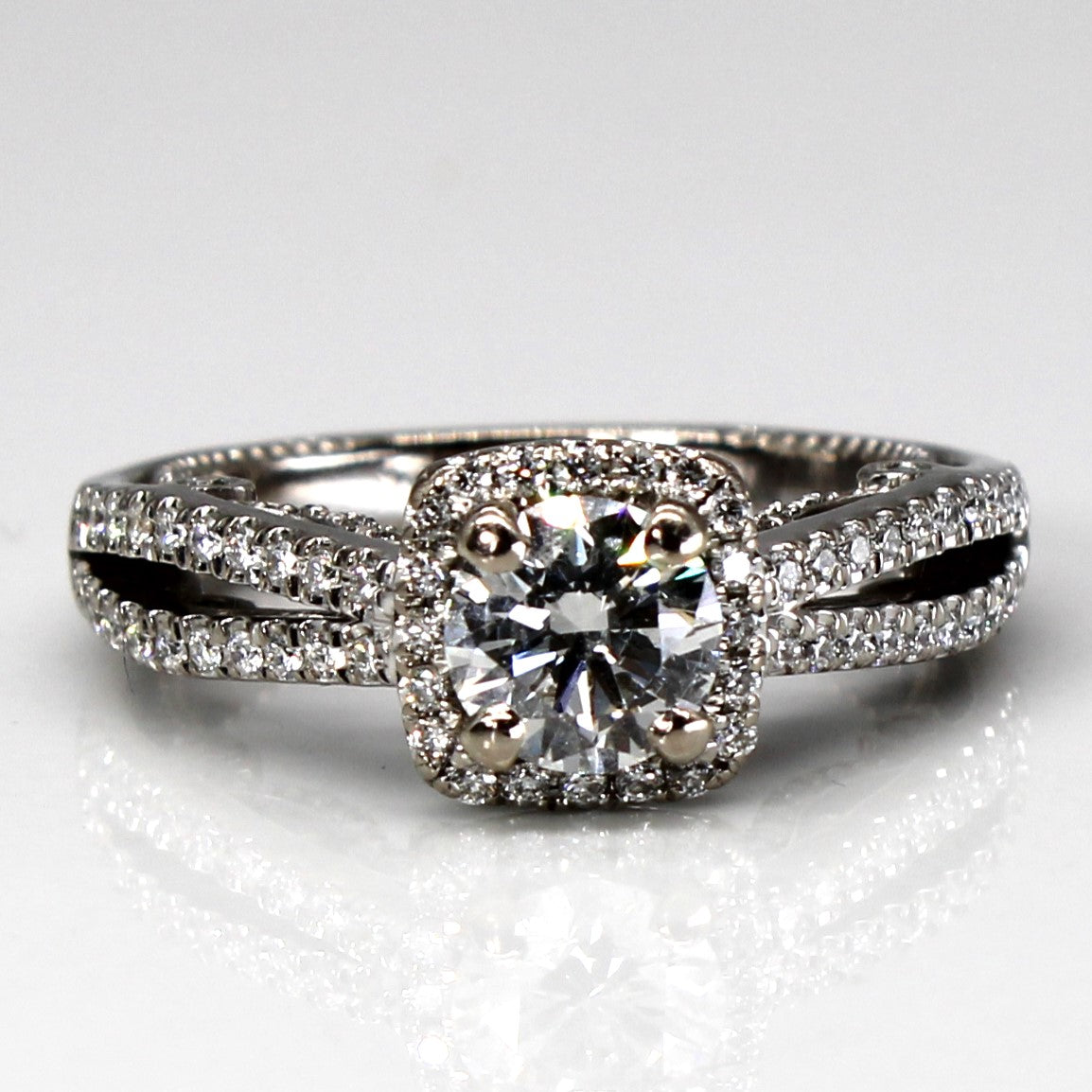 Cathedral Set Halo Diamond Engagement Ring | 1.26ctw SI2/I1 H/I | SZ 5.5 |
