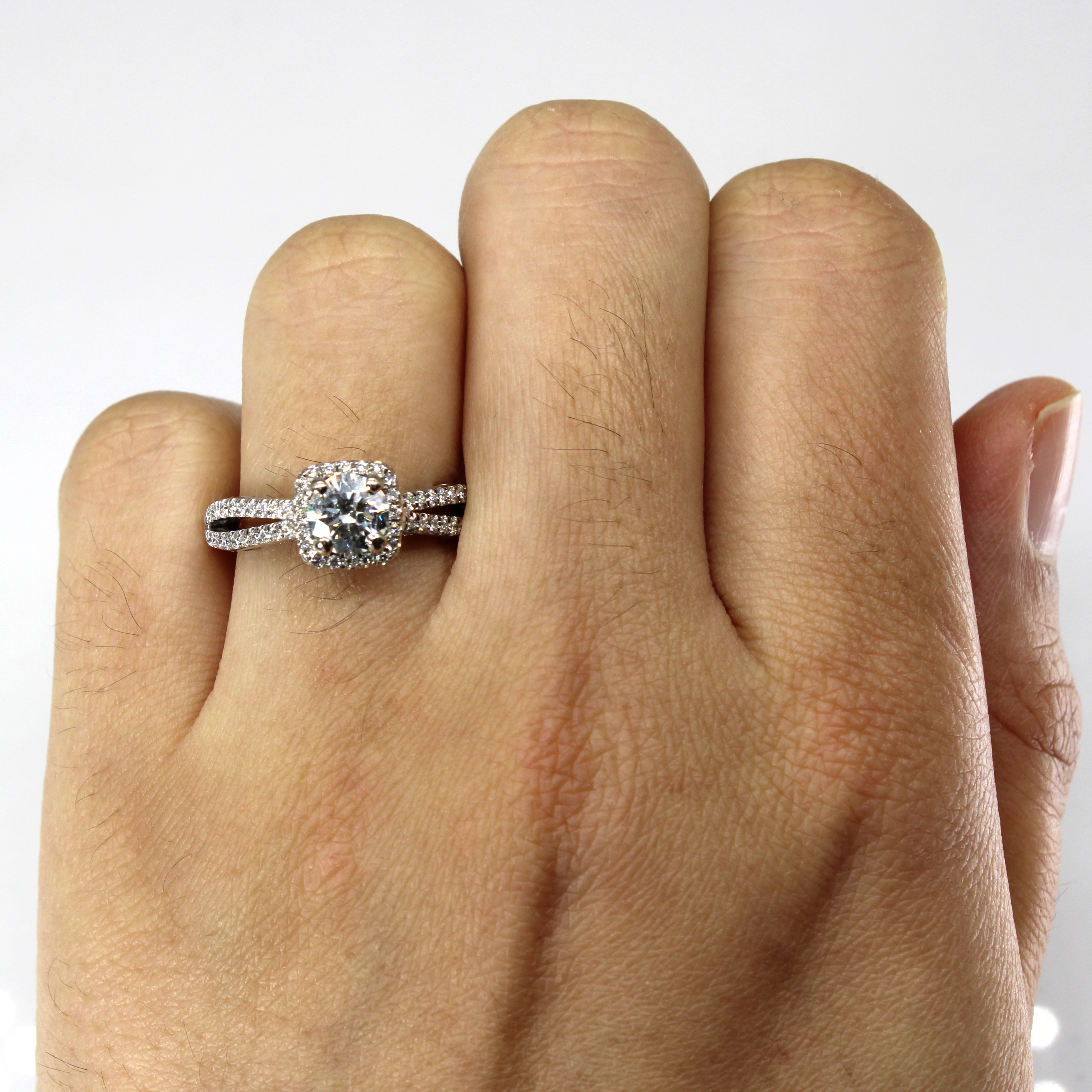 Cathedral Set Halo Diamond Engagement Ring | 1.26ctw SI2/I1 H/I | SZ 5.5 |