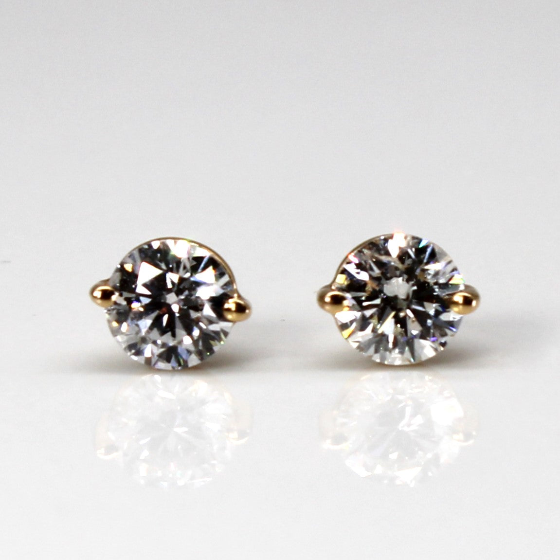 Two Prong Solitaire Diamond Stud Earrings | 1.50ctw I1 I/J |
