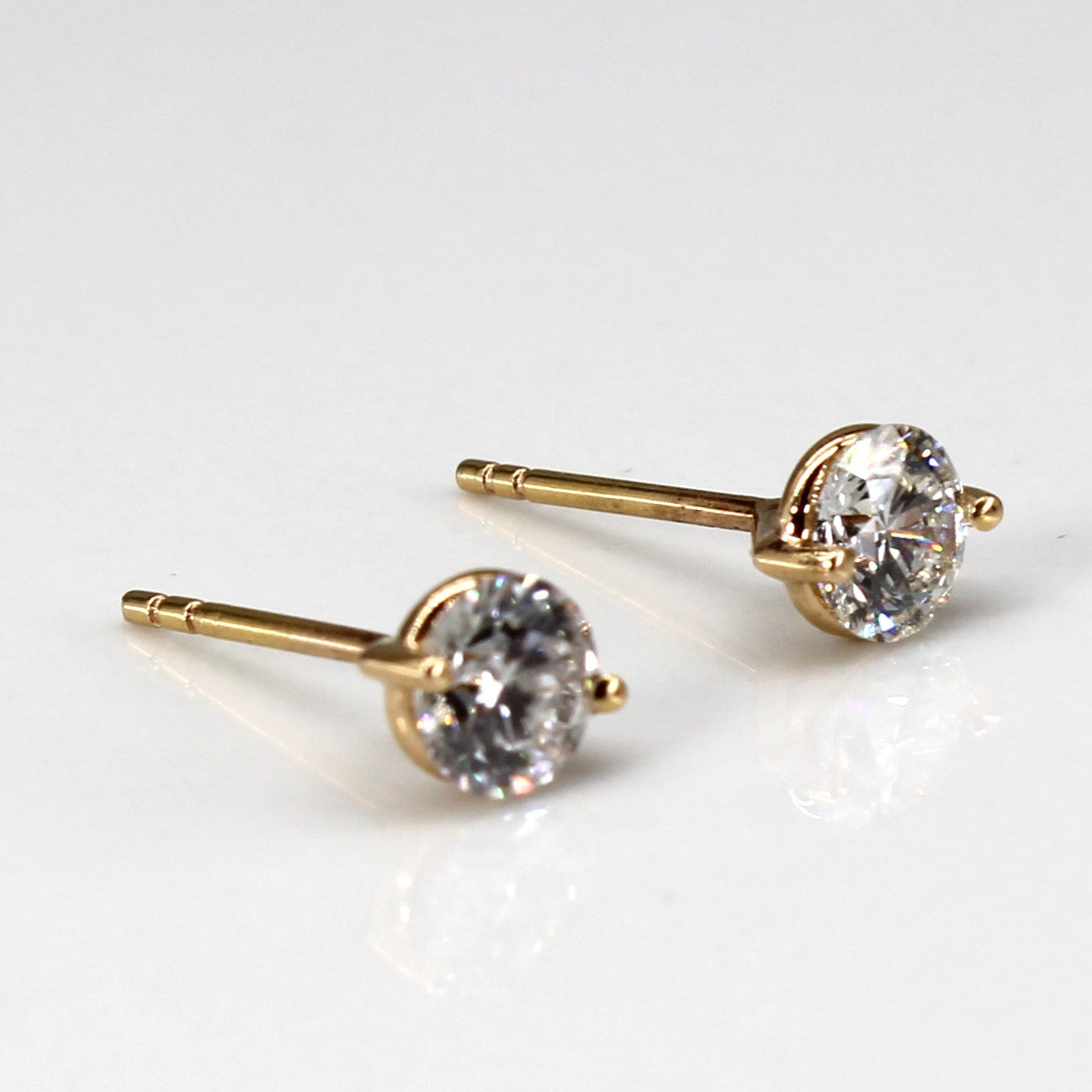 Two Prong Solitaire Diamond Stud Earrings | 1.50ctw I1 I/J |