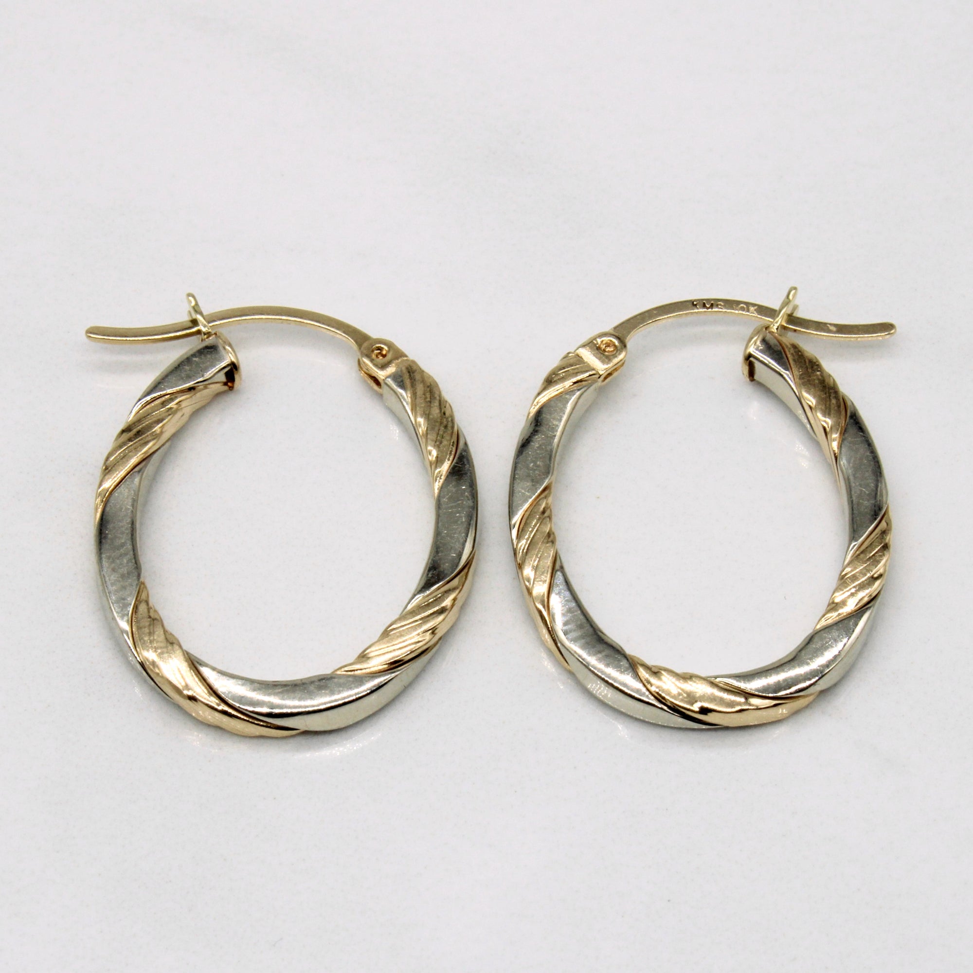 10k Two Tone Gold Hoop Earrings