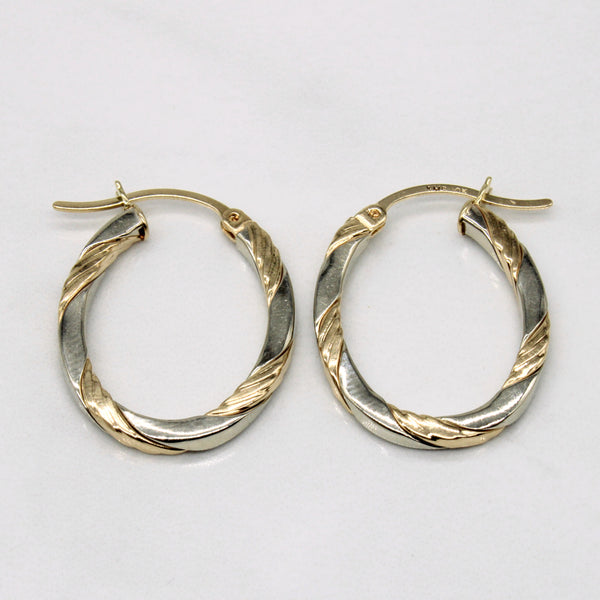 10k Two Tone Gold Hoop Earrings