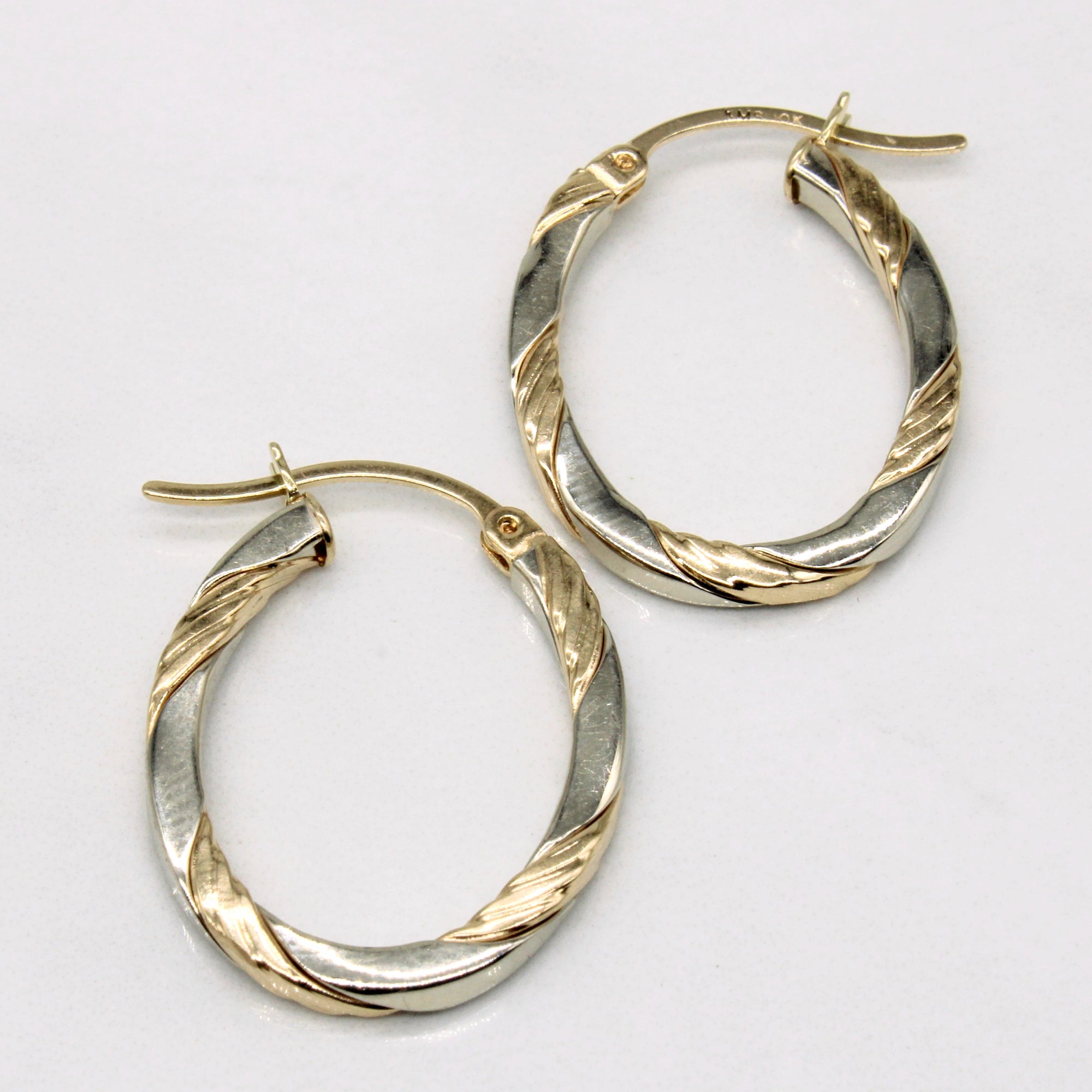 10k Two Tone Gold Hoop Earrings