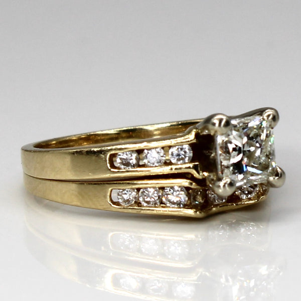 Princess Diamond with Accents Engagement Ring Set | 1.68ctw SI2 J | SZ 8.75 |
