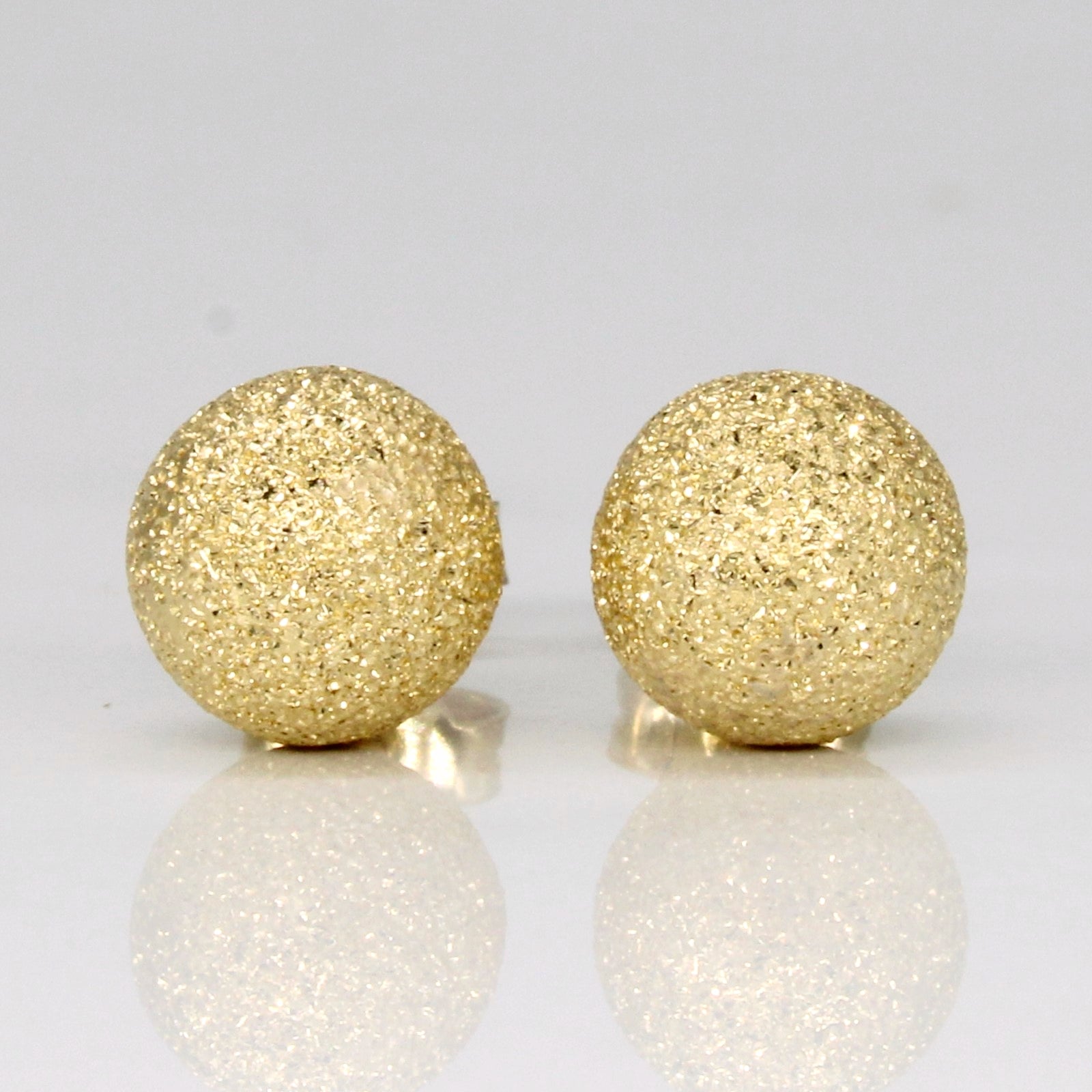 18k Yellow Gold Brushed Finish Earrings