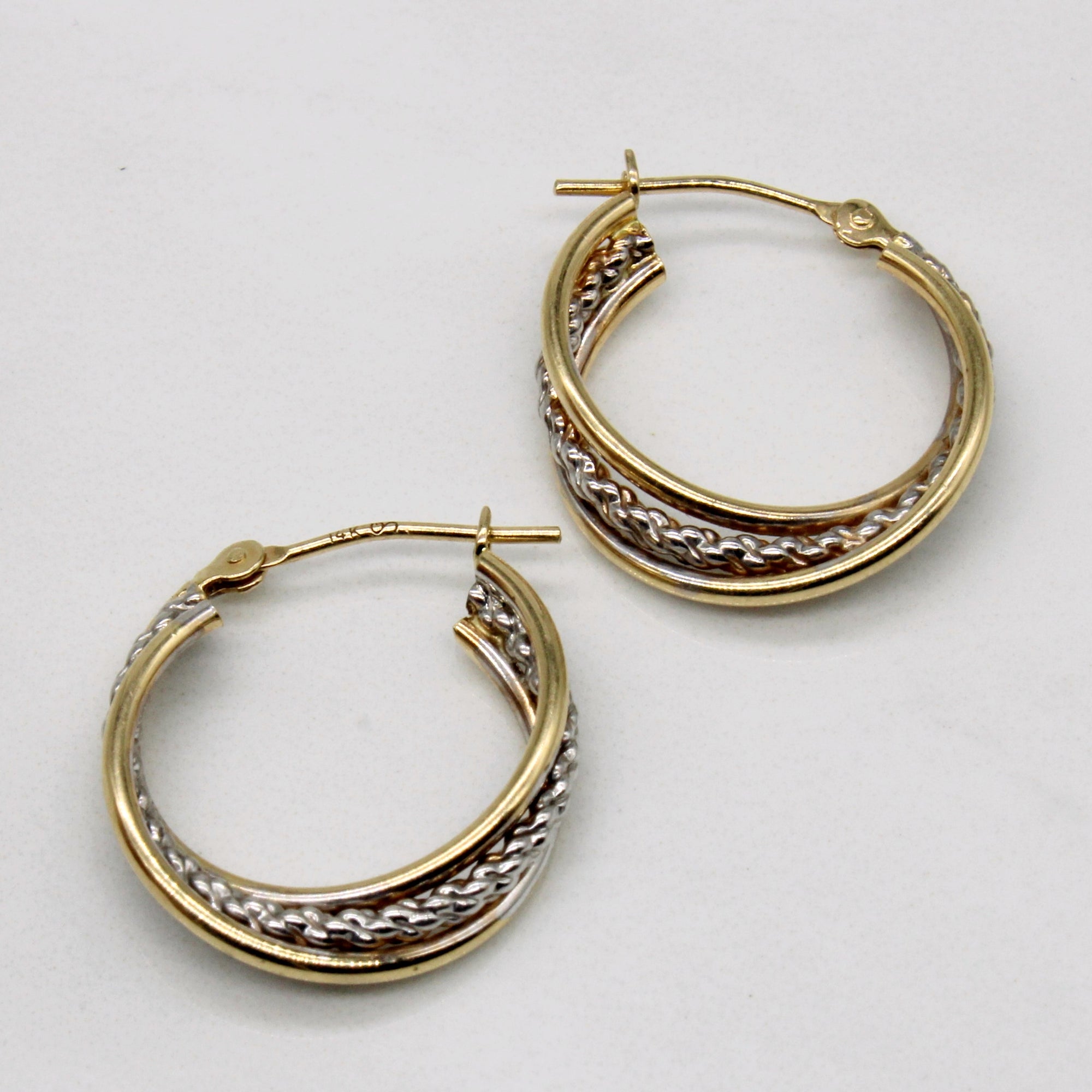 14k Two Tone Gold Hoop Earrings