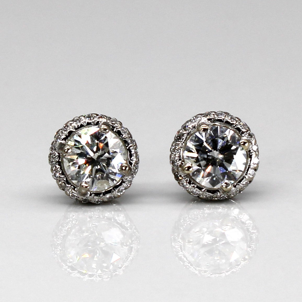 Halo Diamond Stud Earrings | 2.02ctw SI2/I1 G/H |