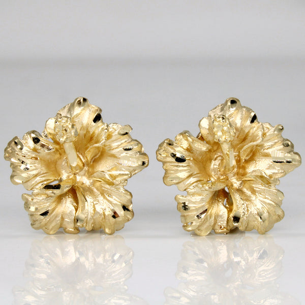 14k Yellow Gold Flower Earrings