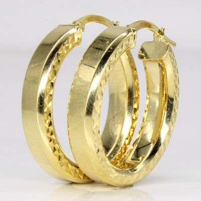 14k Yellow Gold Oval Hoop Earrings