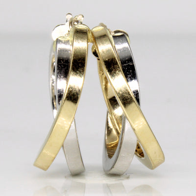 14k Two Tone Gold Hoop Earrings