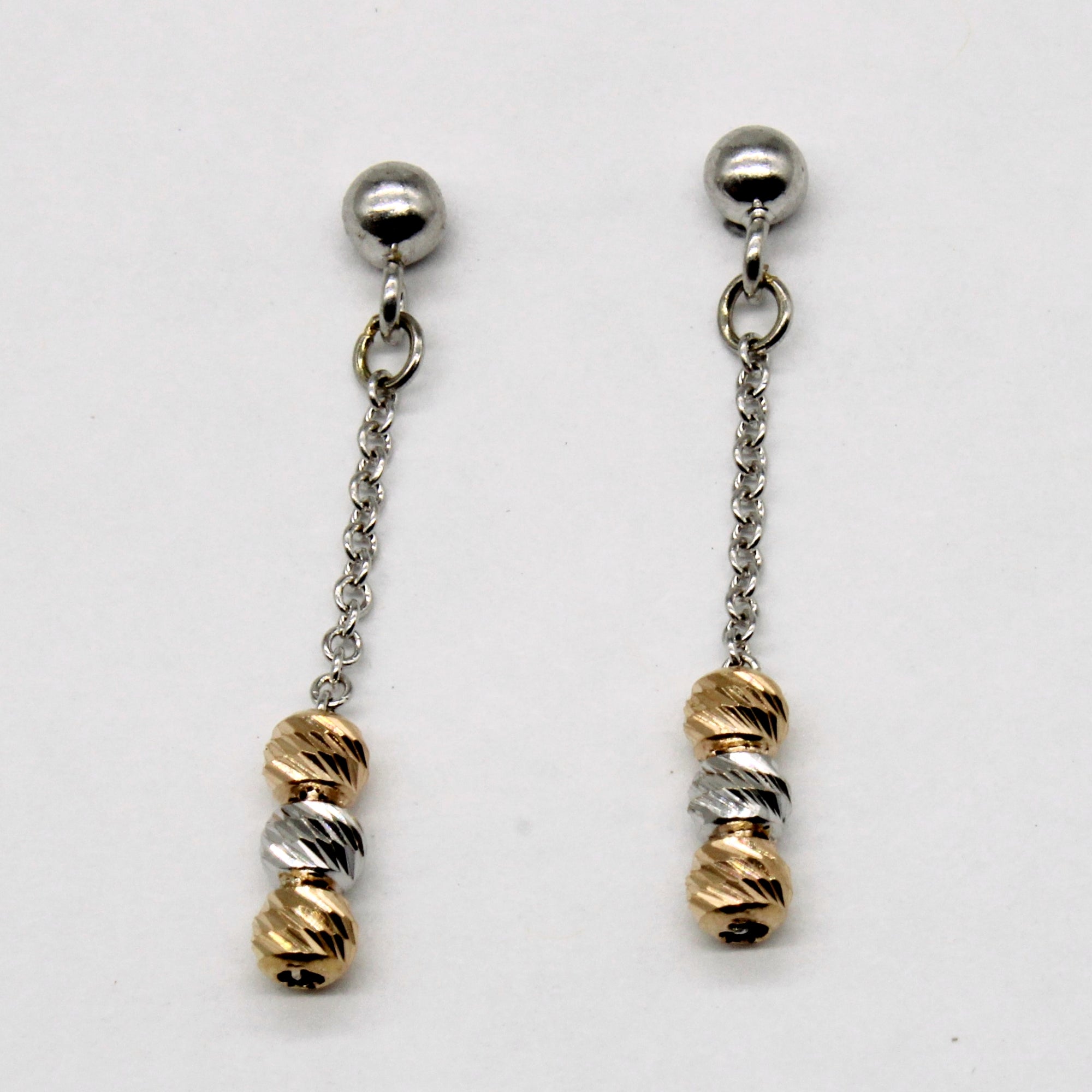 18k Tri Tone Gold Drop Earrings