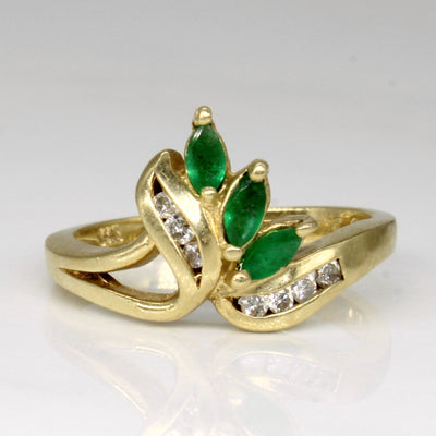 Diamond & Emerald Ring | 0.10ctw, 0.09ctw | SZ 5.75 |