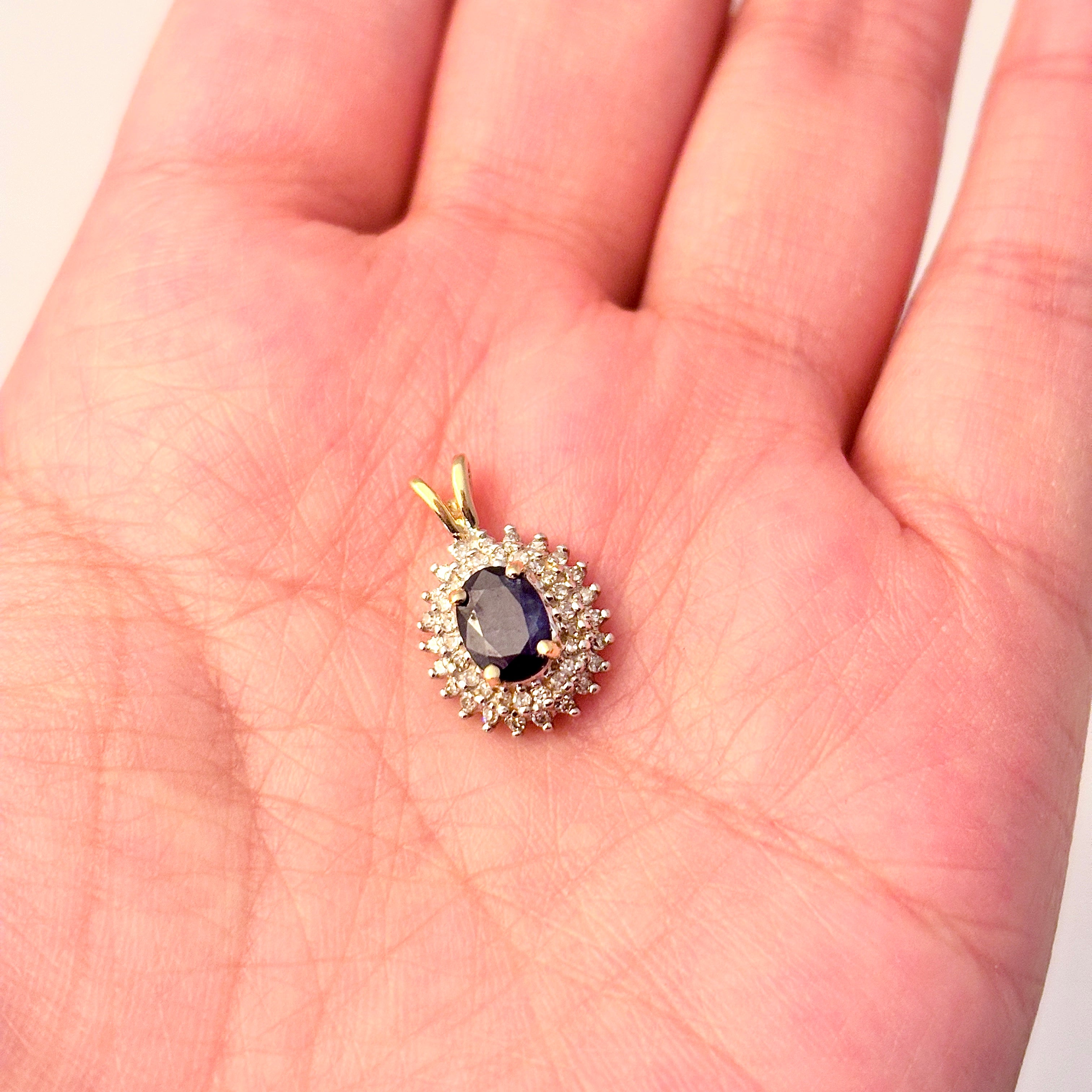 14K White Gold Sapphire & Diamond Pendant | 0.74ct, 0.22ctw