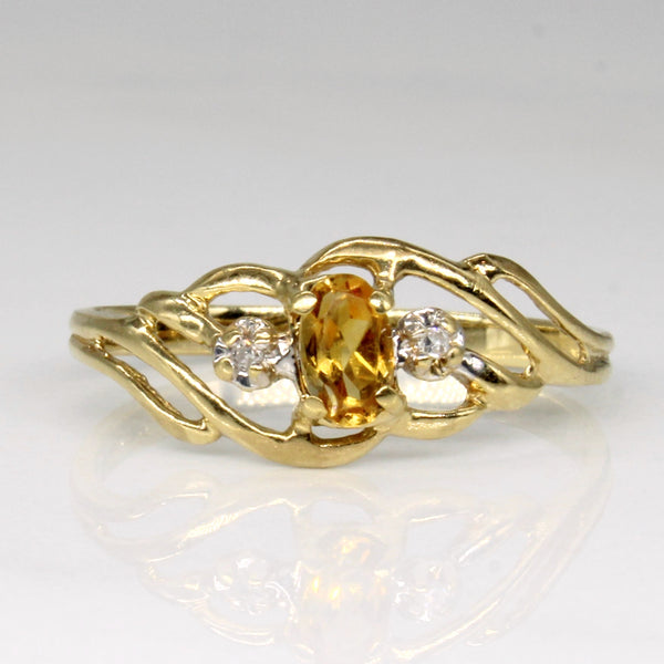 Citrine & Diamond Three Stone Ring | 0.15ct, 0.01ctw | SZ 5.75 |