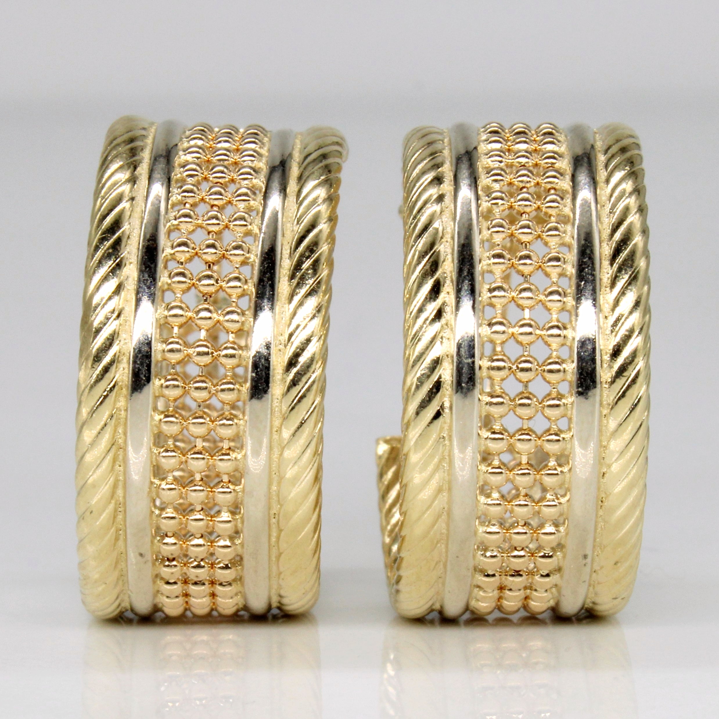 10k Two Tone Gold Hoop Earrings