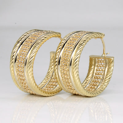 10k Two Tone Gold Hoop Earrings