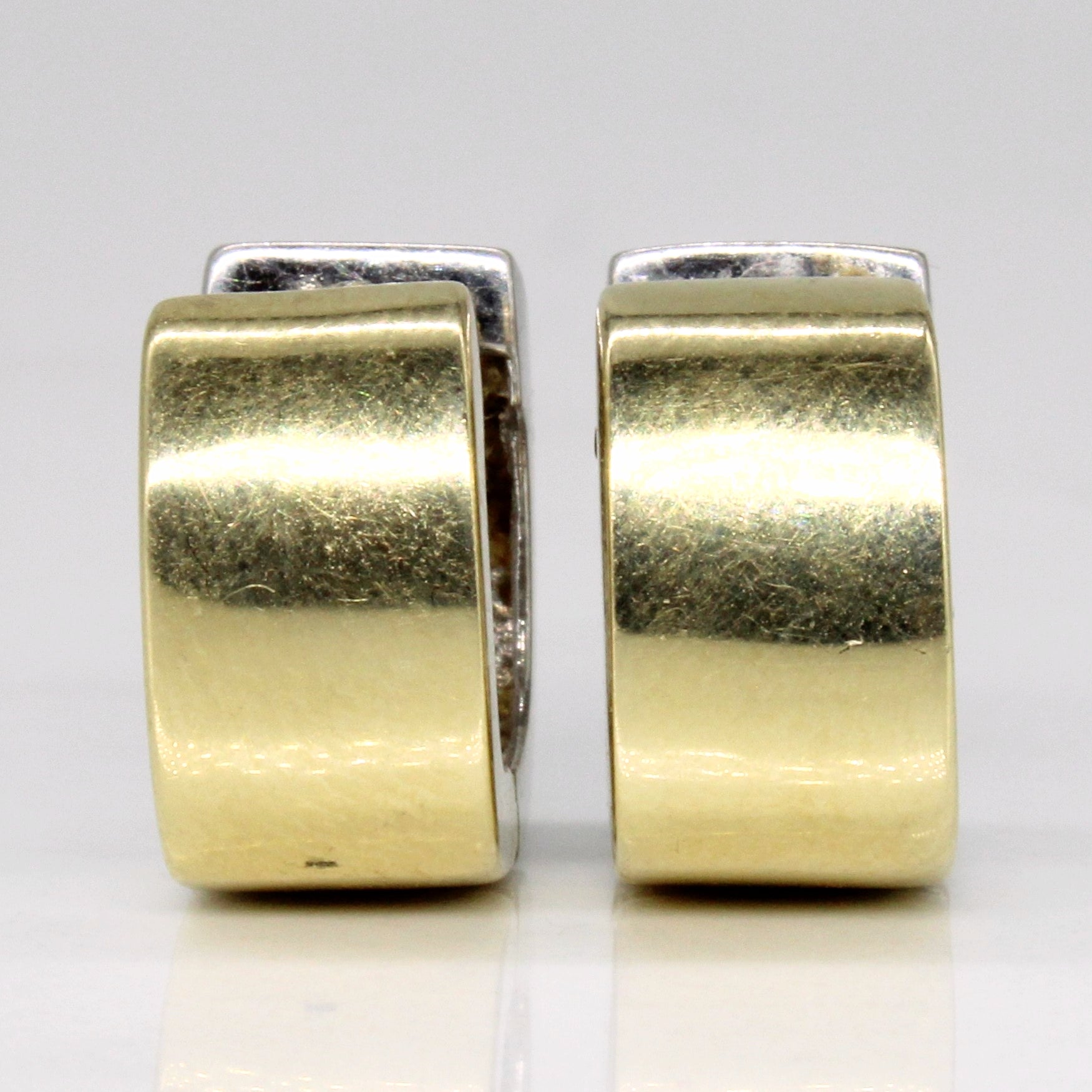 14k Two Tone Gold Soft Square Hoop Earrings