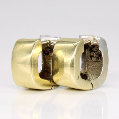 14k Two Tone Gold Soft Square Hoop Earrings