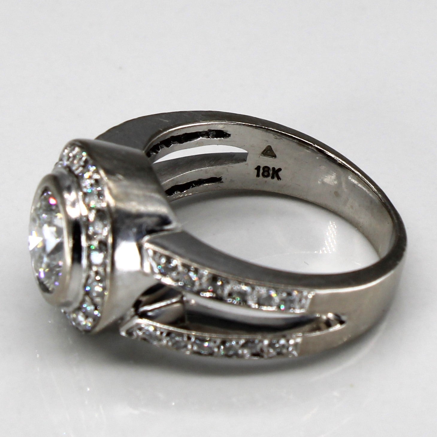 Bezel Diamond Halo Engagement Ring | 1.99ctw | SZ 6.75 |