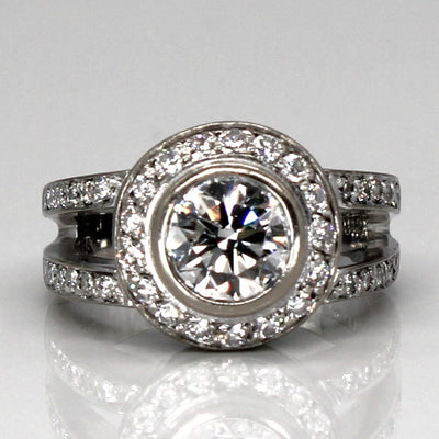 Bezel Diamond Halo Engagement Ring | 1.99ctw VS1 G/H | SZ 6.75 |