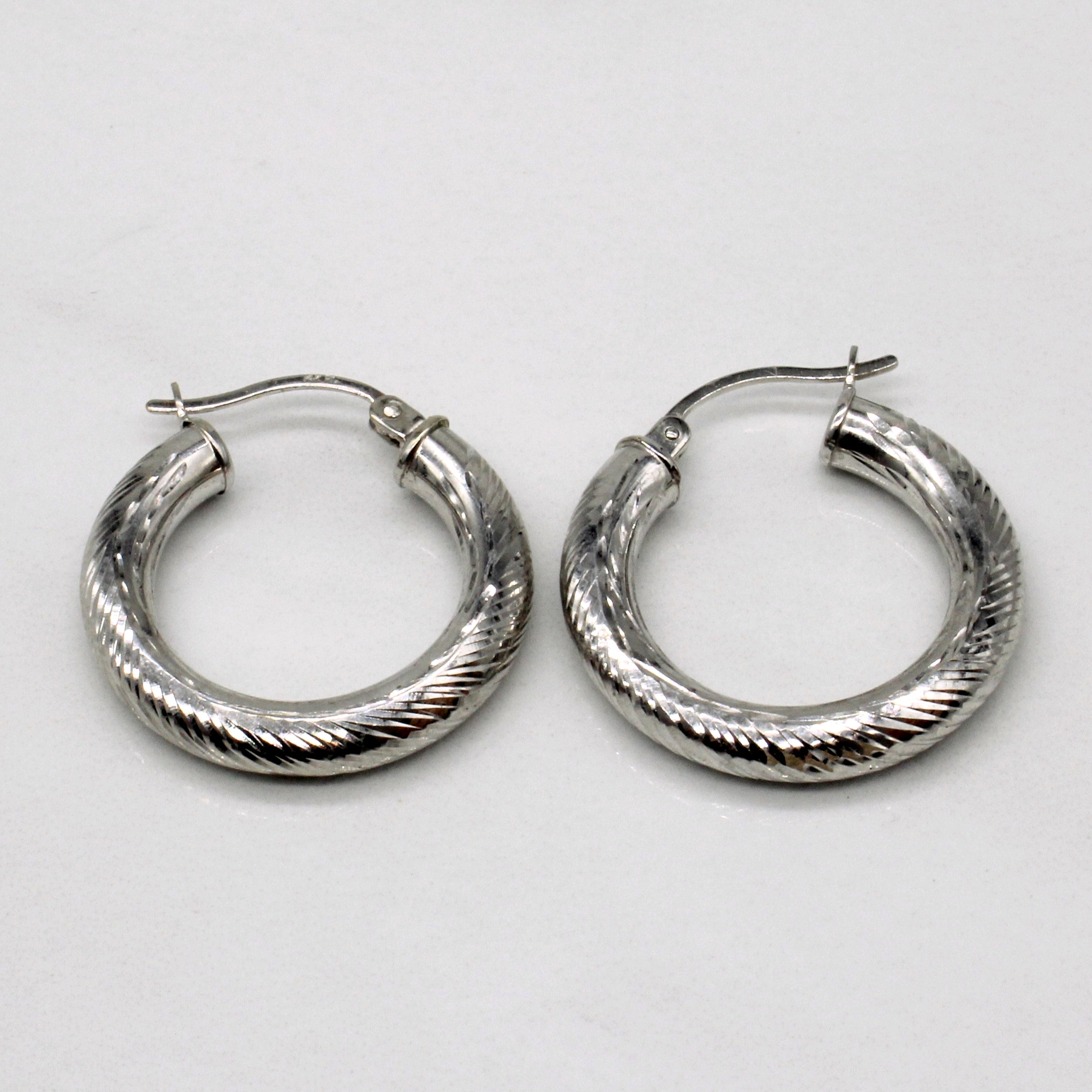 14k White Gold Hoop Earrings
