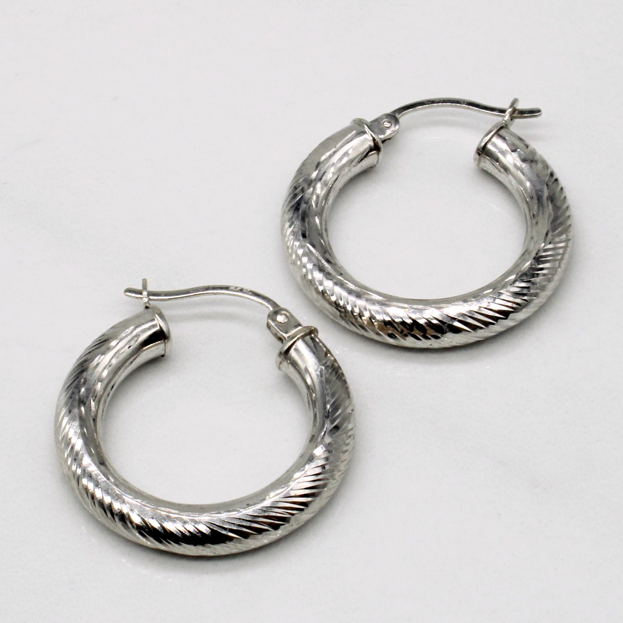 14k White Gold Hoop Earrings