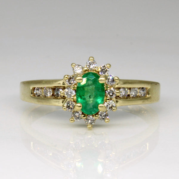 Emerald & Diamond Ring | 0.30ct, 0.18ctw | SZ 9 |