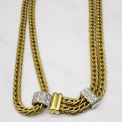 Retro two-tone 18k Diamond slider Necklace | 1.68ctw | 17