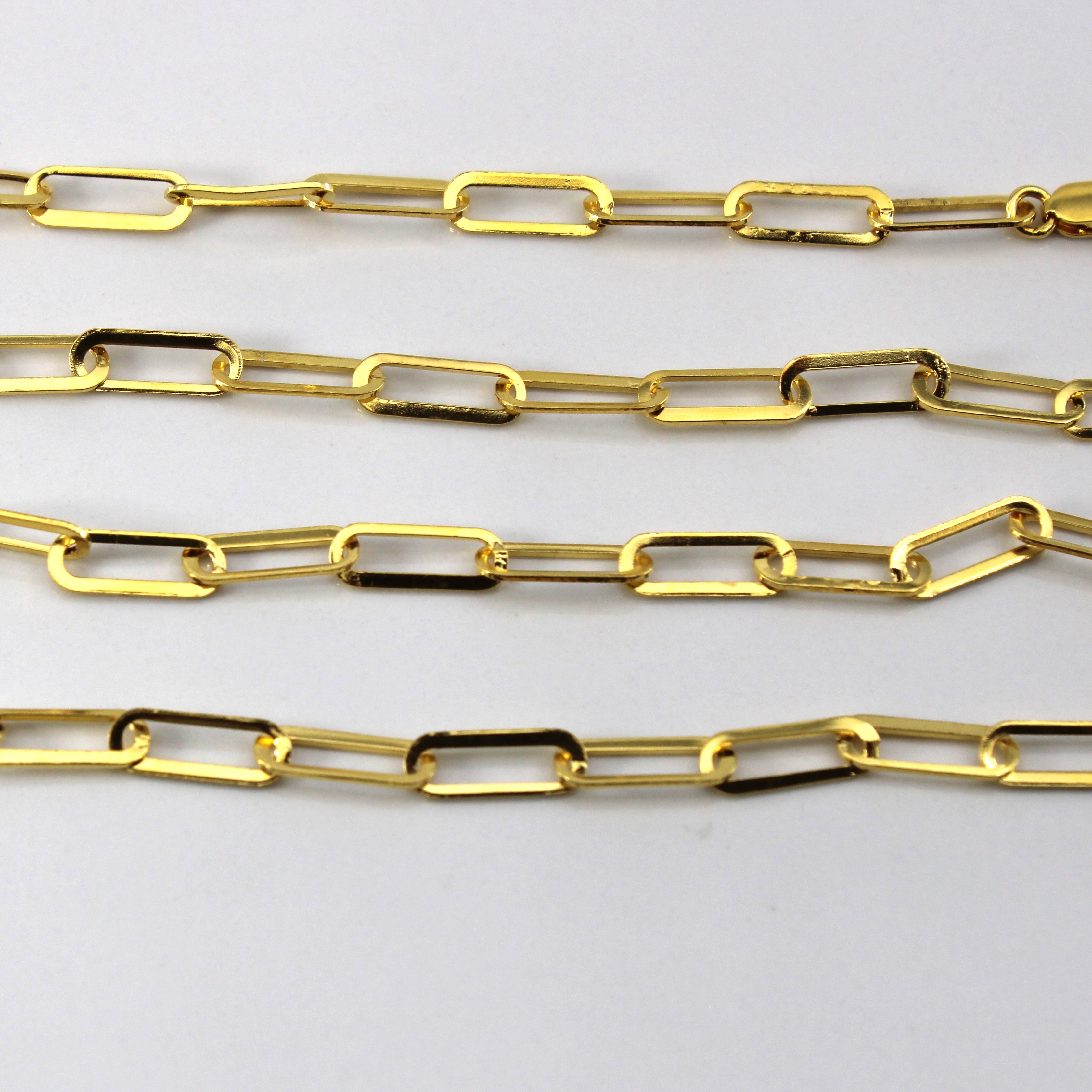 22k Yellow Gold Elongated Rolo Link Gold Chain | 24"|