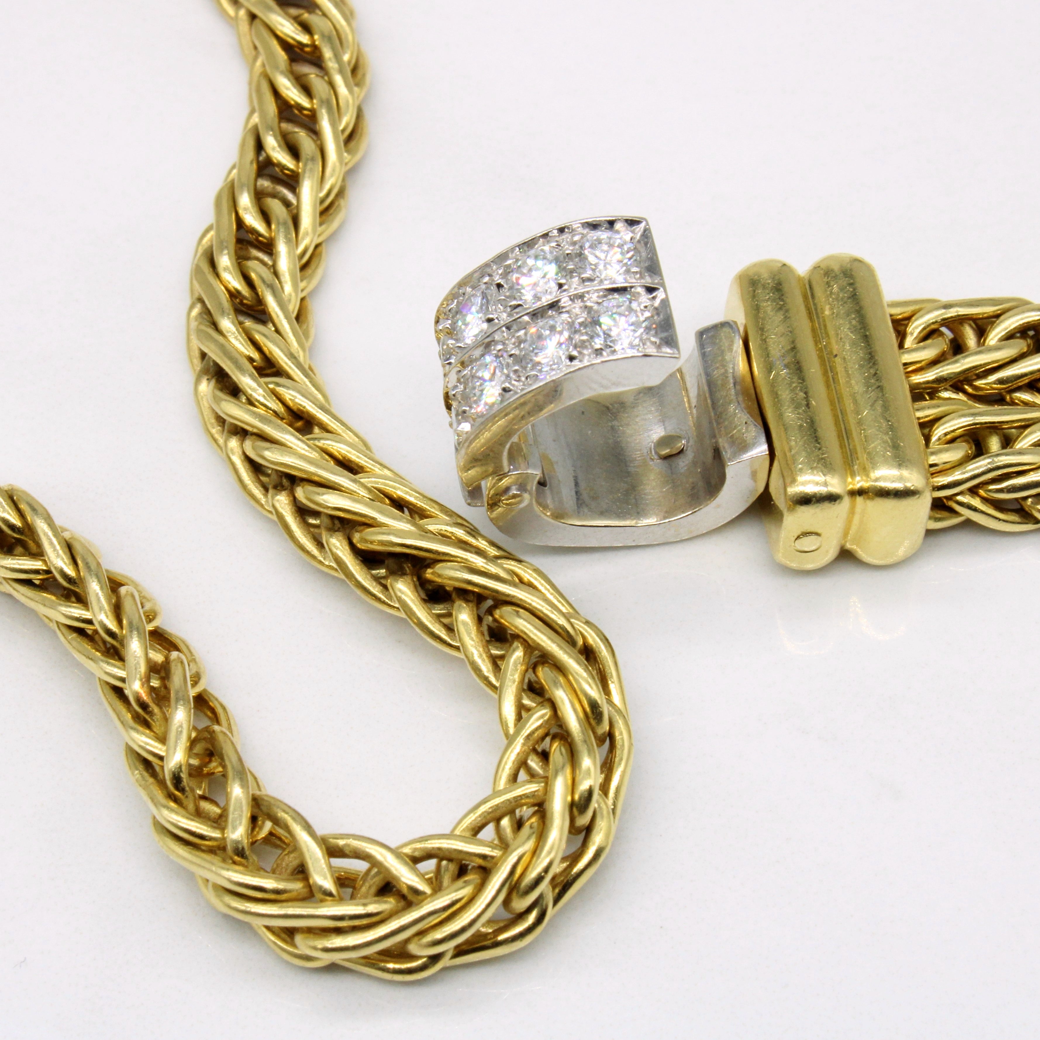Retro two-tone 18k Diamond slider Necklace | 1.68ctw | 17" |