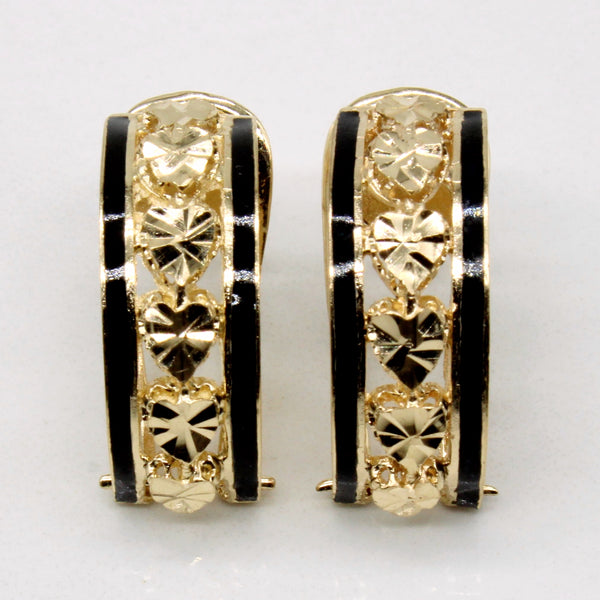 14k Yellow Gold & Enamel Earrings