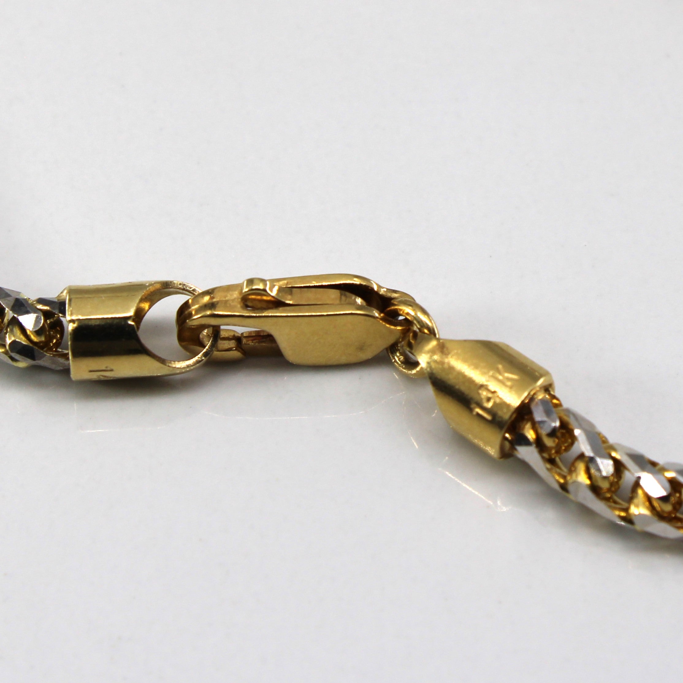 14k Two Tone Gold Wheat Chain Bracelet | 8"|