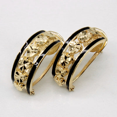 14k Yellow Gold & Enamel Earrings