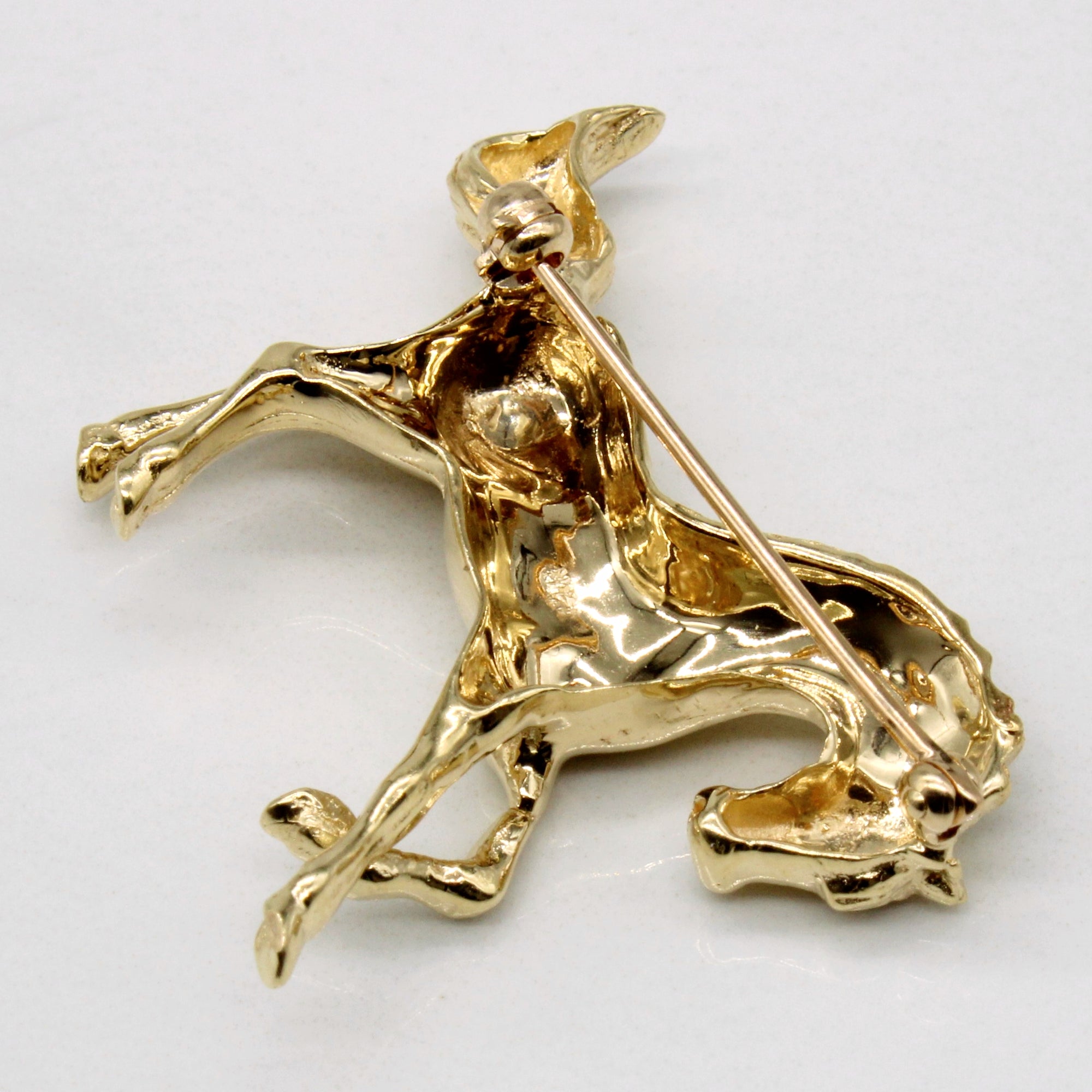 14k Yellow Gold Horse Brooch