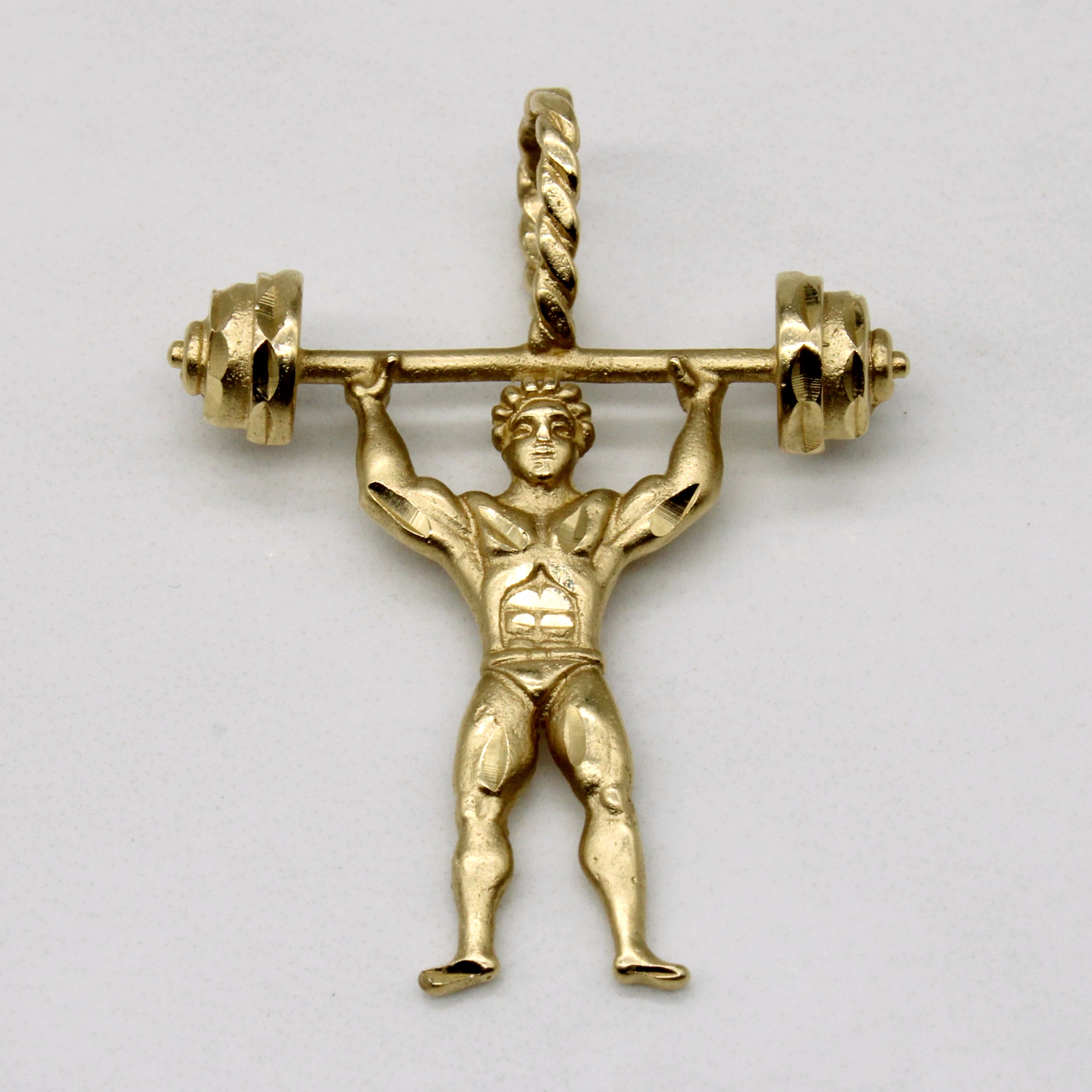 14k Yellow Gold Weightlifter Pendant