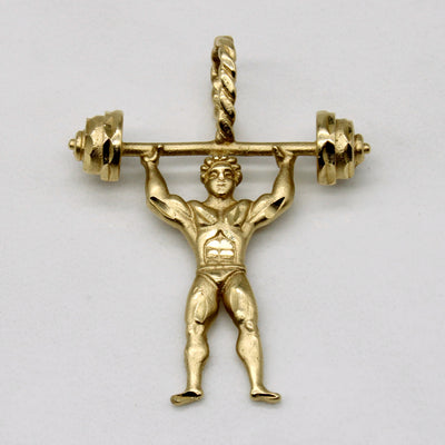 14k Yellow Gold Weightlifter Pendant