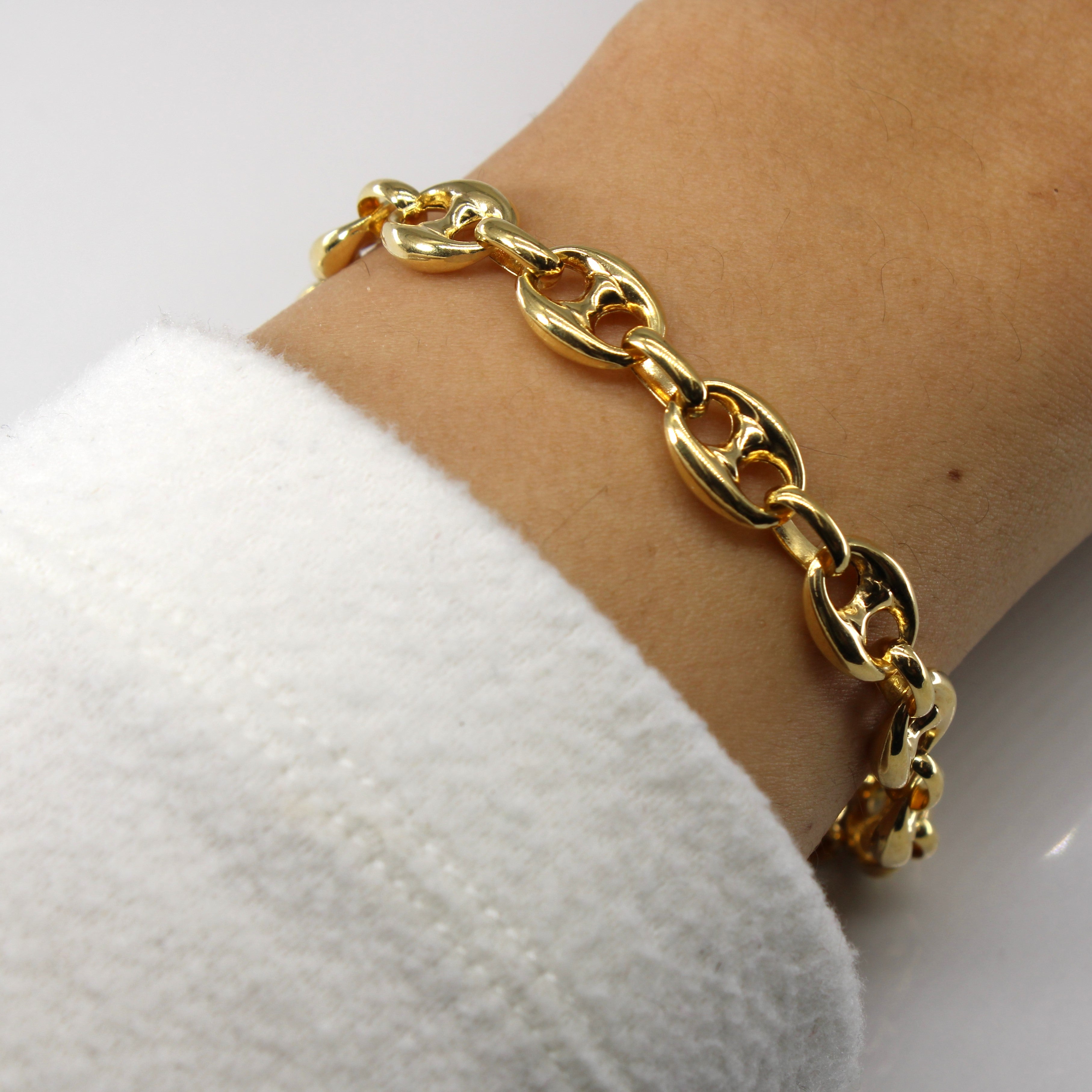 18k Yellow Gold Anchor Chain Bracelet | 8"|