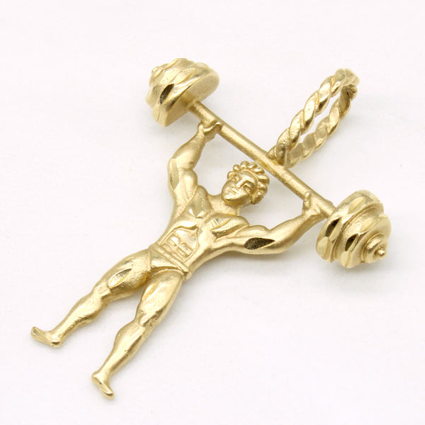 14k Yellow Gold Weightlifter Pendant