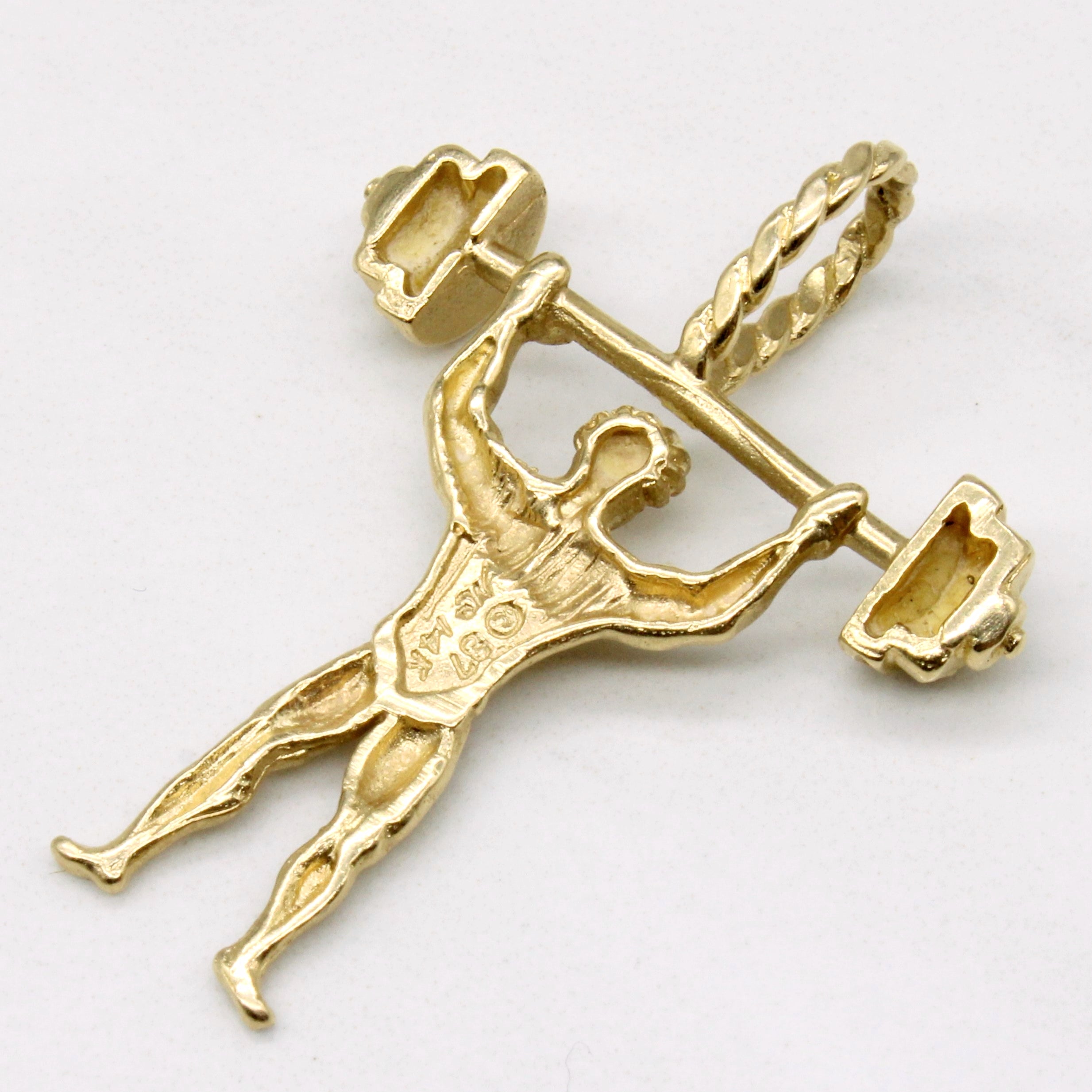 14k Yellow Gold Weightlifter Pendant